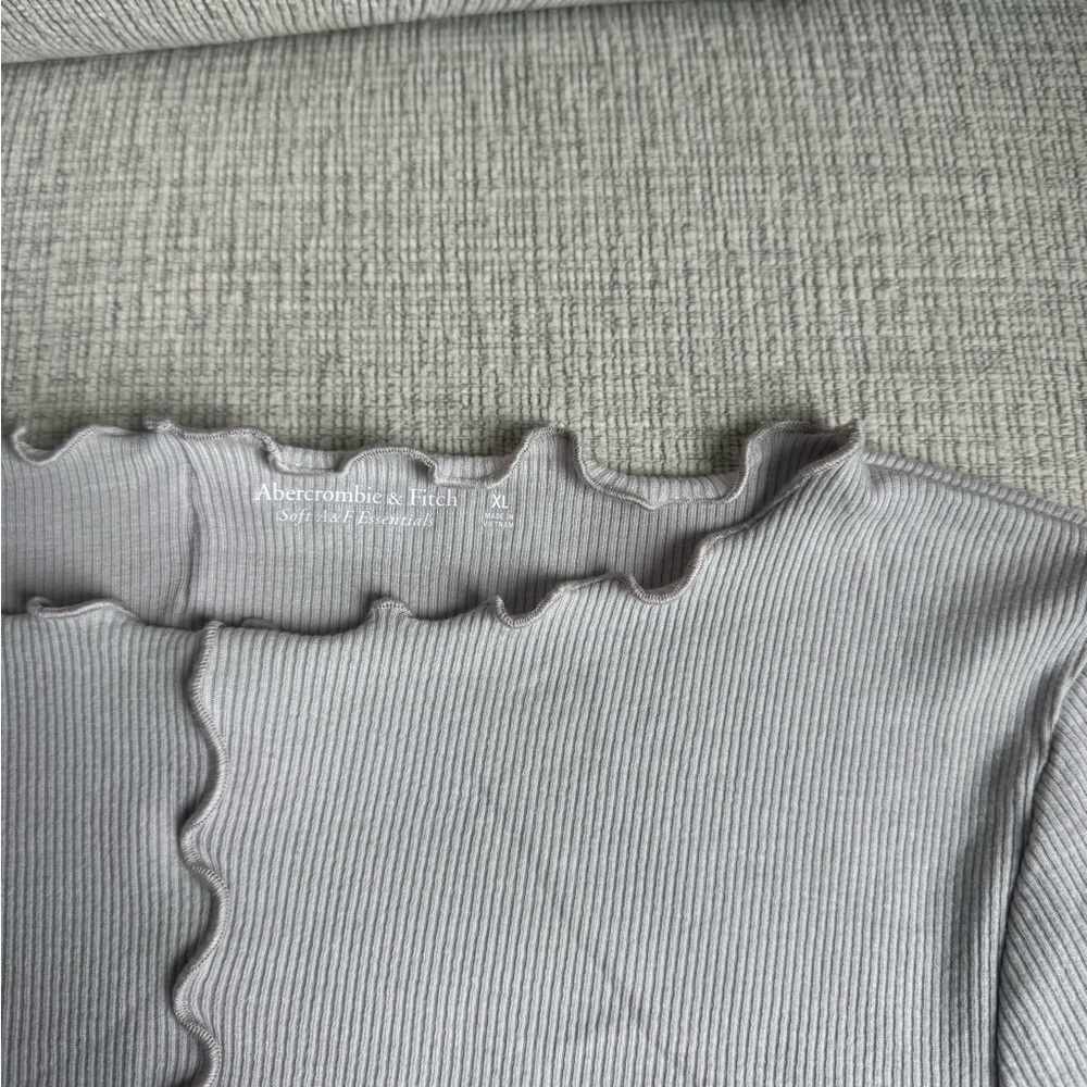 Gray Ruffled Women's Top - Picture 2 of 3